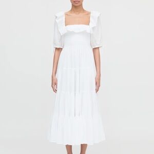 Hill House Corinne White Shadow Stripe Nap Dress